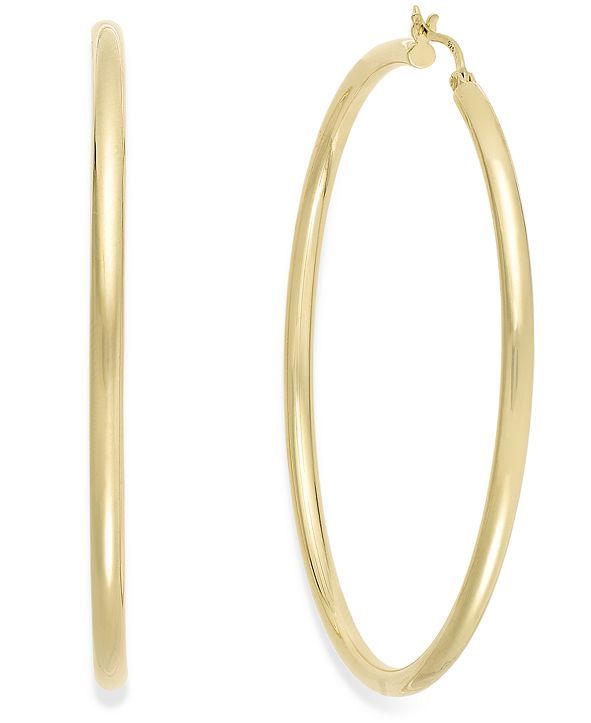 Round Hoop Earrings in 14k Gold Over Silver | Macys (US)