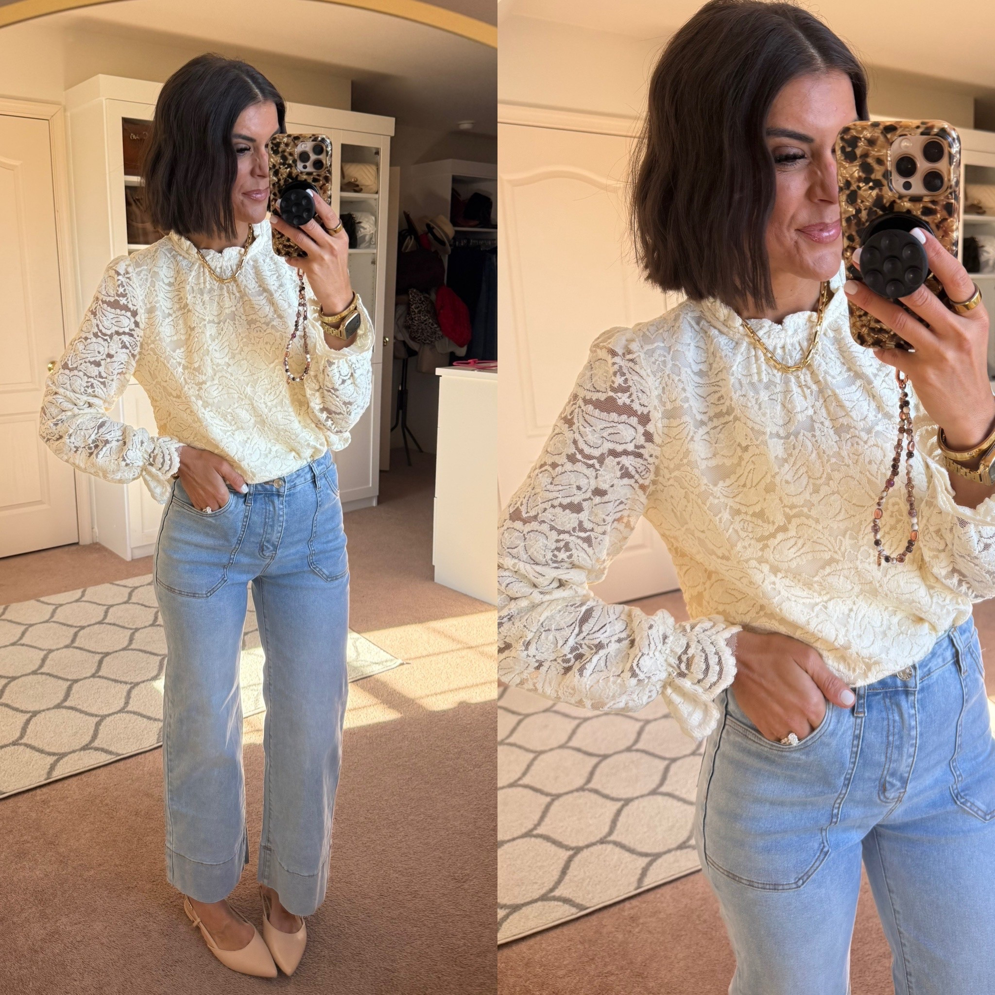 Size small in lace top Size 2 in jeans

#LTKSeasonal #LTKFindsUnder100