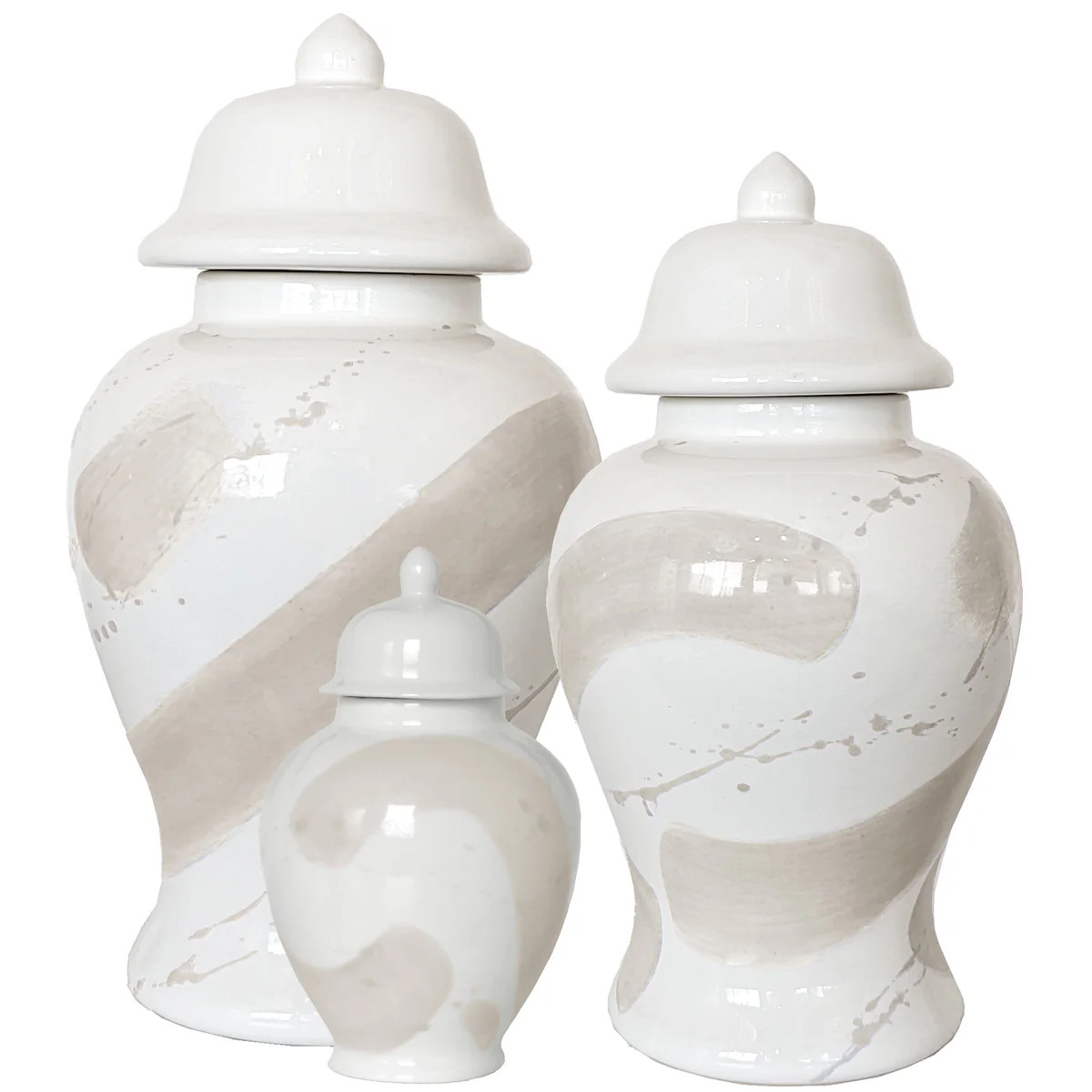 Beige Brushstroke Ginger Jars | Ruby Clay Company