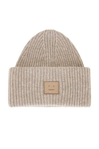 Acne Studios Pansy Face Beanie in Beige | FWRD 