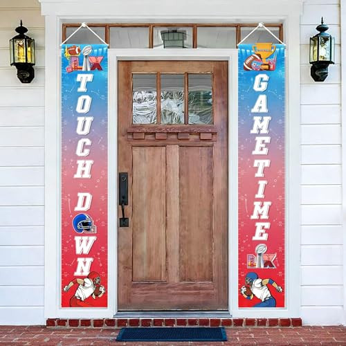 Super Football Party Decorations 2026 Porch Sign Banner, 2Pcs Football Door Banner Touchdown Game Day Welcome Front Door Decorations for Sports Gameday Tailgate Hanging Decor Indoor Outdoor | Amazon (US)