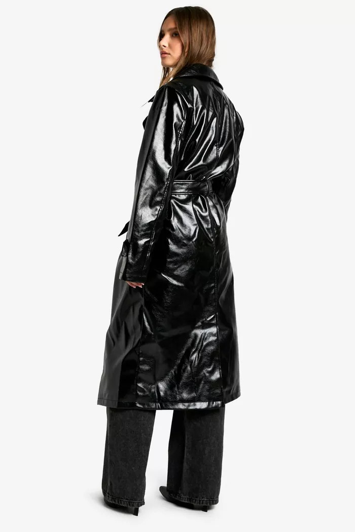 Vinyl Faux Leather Trench Coat | boohoo (US & Canada)