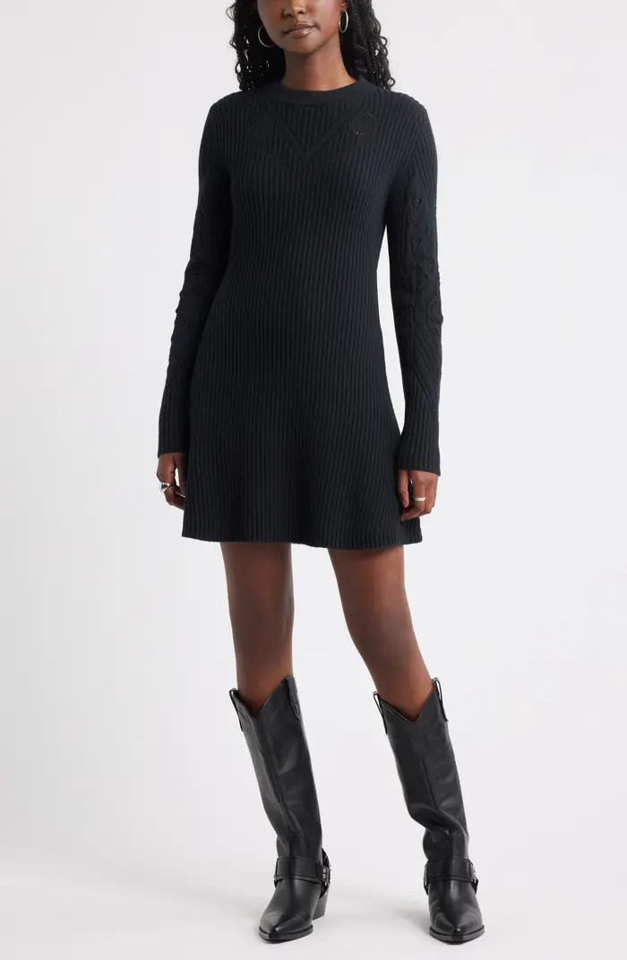 Long Sleeve Merino Wool & Cotton Blend Sweater Dress | Nordstrom