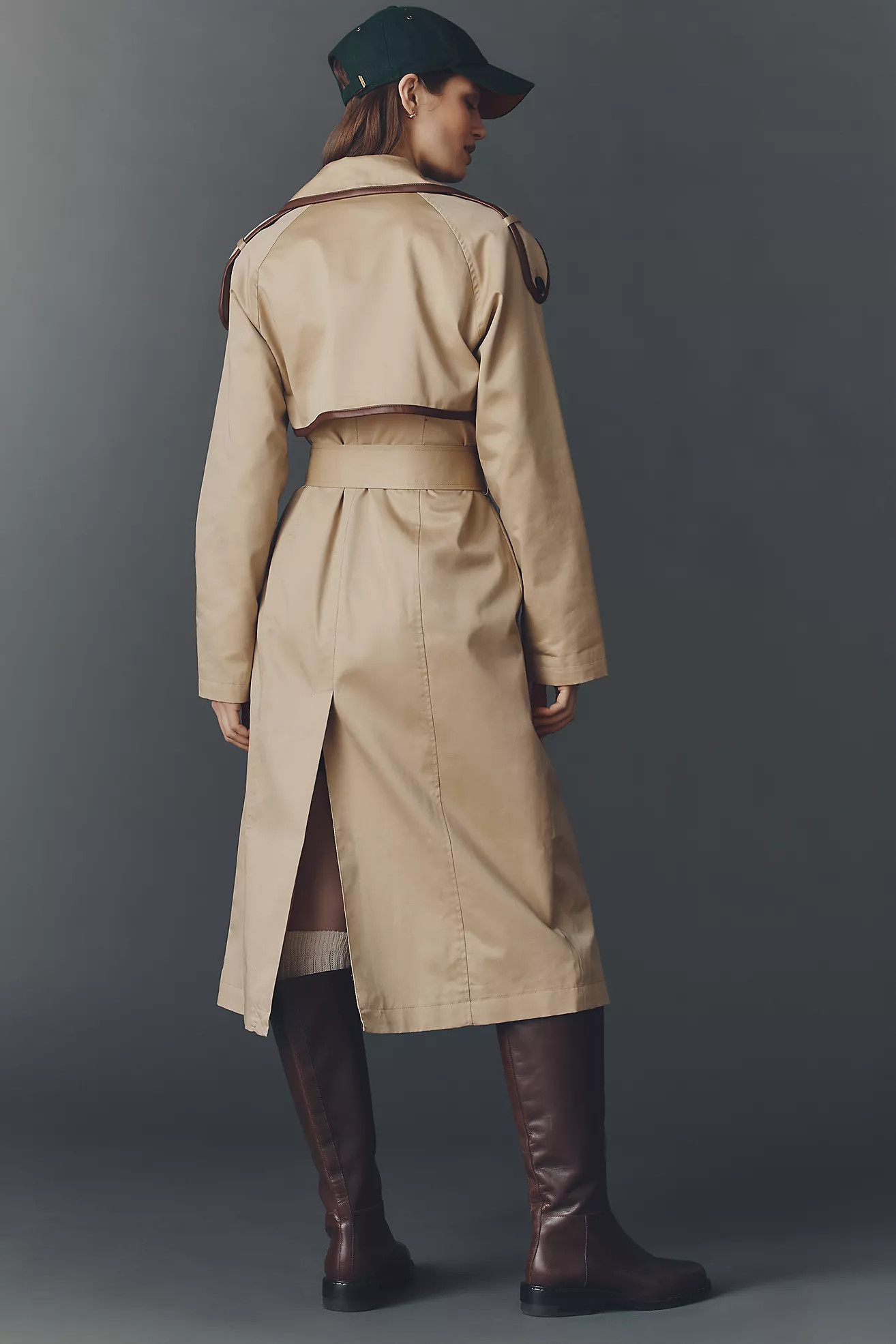 Avec Les Filles Faux Leather Piped Trench Coat | Anthropologie (US)
