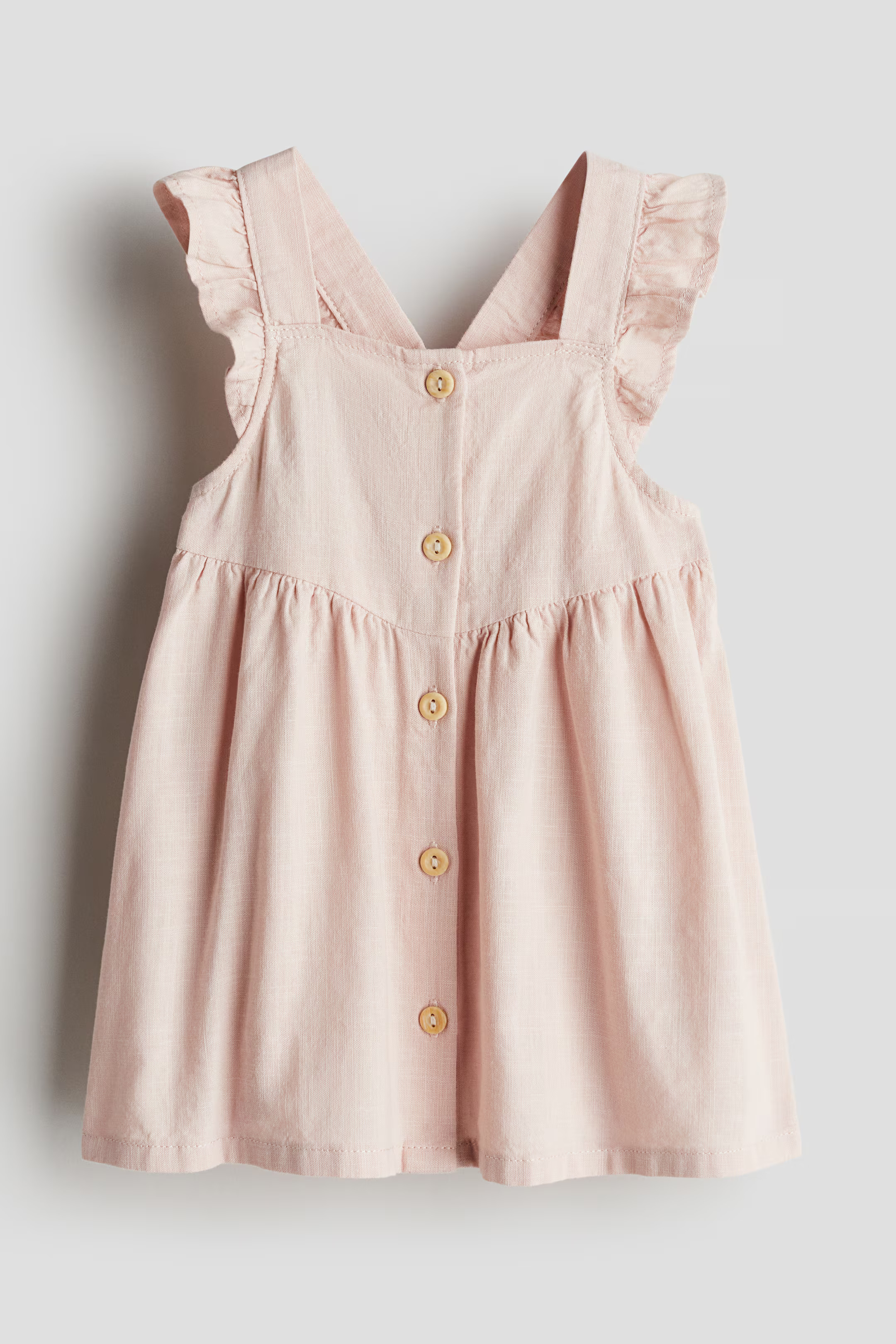 Ruffle-trimmed Cotton Dress - Square Neckline - Sleeveless - Light dusty pink - Kids | H&M US | H&M (US + CA)