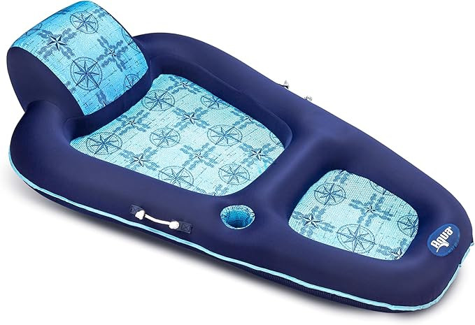 Aqua Luxury Water Lounge, X-Large, Inflatable Pool Float with Headrest, Backrest & Footrest, Navy... | Amazon (US)