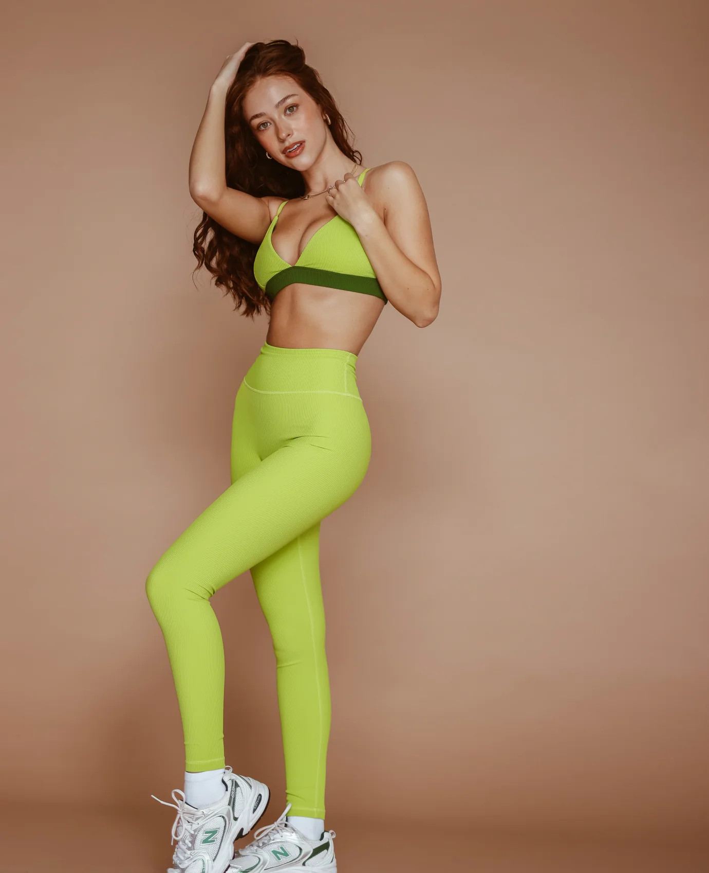 High Rise NFS Ribbed Legging - Lime Green | Cara Loren Active