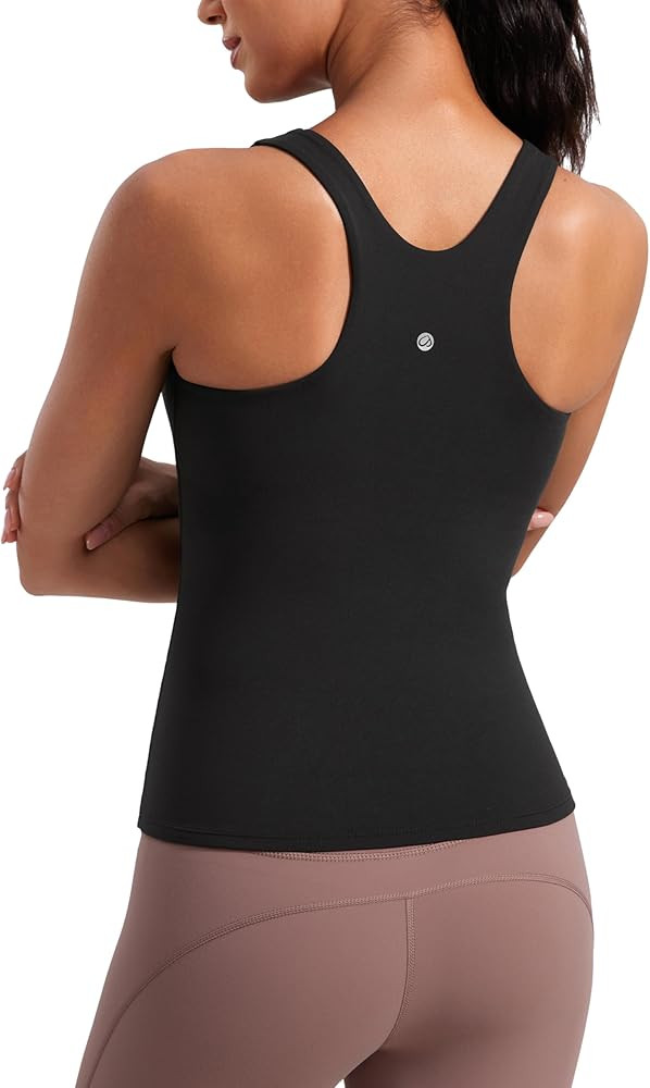 CRZ YOGA Butterluxe Workout Tank Tops for Women - Racerback Padded High Neck Yoga Athletic Shirt ... | Amazon (US)