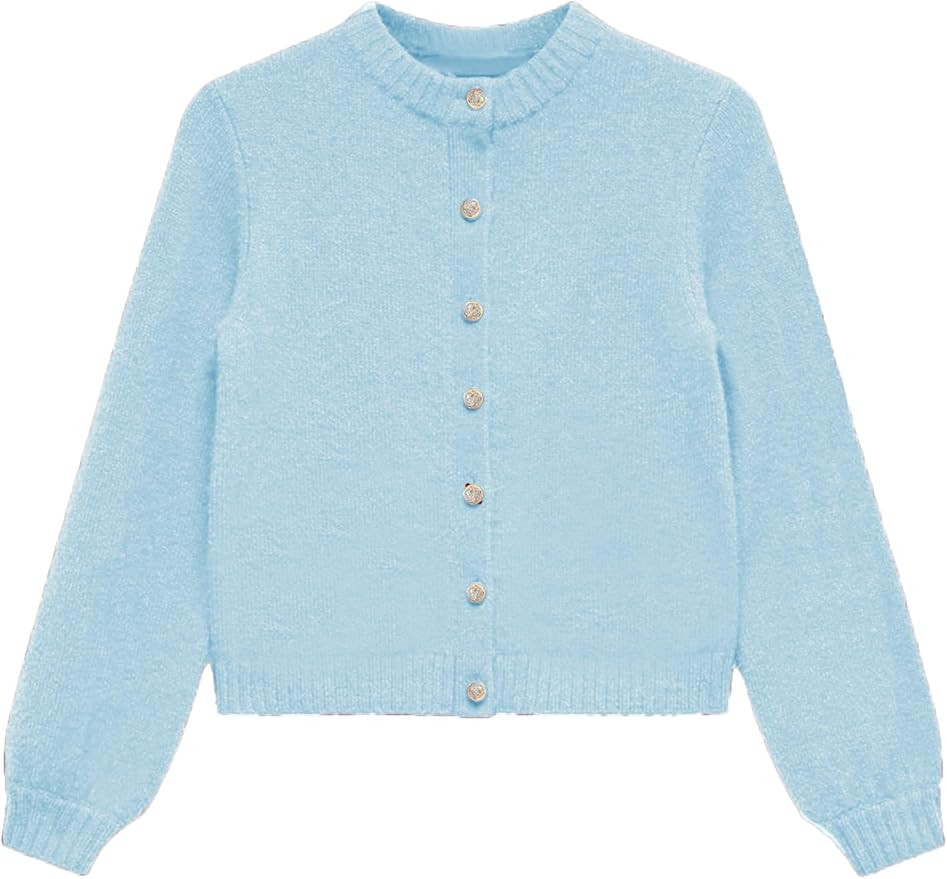Womens Cardigan Sweaters Cropped Long Sleeve Button Knit Sweater Outerwear Casual Fall Trendy Jackets | Amazon (US)