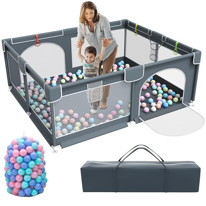 Baby Playpen, 79 x 63 Inches Extra Large Playpen with 50 PCS Ocean Balls, Indoor & Outdoor Kids A... | Amazon (US)
