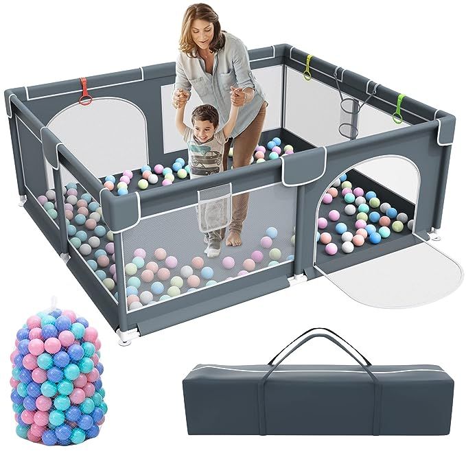 Baby Playpen, 79 x 63 Inches Extra Large Playpen with 50 PCS Ocean Balls, Indoor & Outdoor Kids A... | Amazon (US)