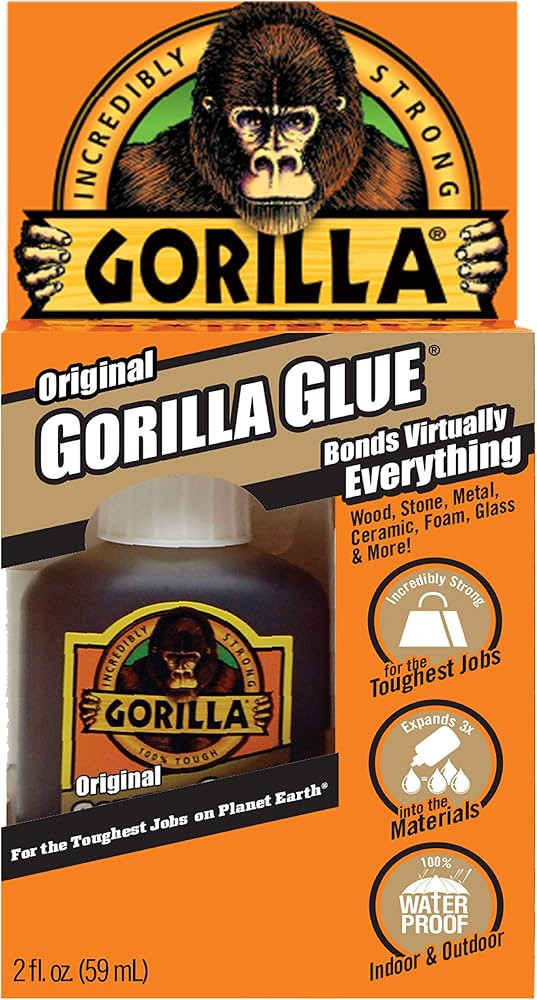 Gorilla Original Gorilla Glue, Waterproof Polyurethane Glue, 2 Ounce Bottle, Brown, (Pack of 1) | Amazon (US)