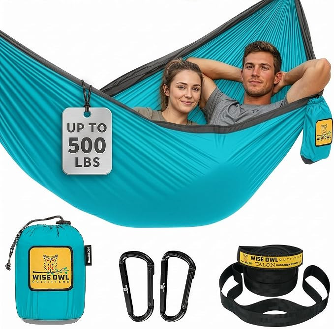 Wise Owl Outfitters Camping Hammock – up to 500lbs Portable Hammock with Tree Straps - Travel, ... | Amazon (US)