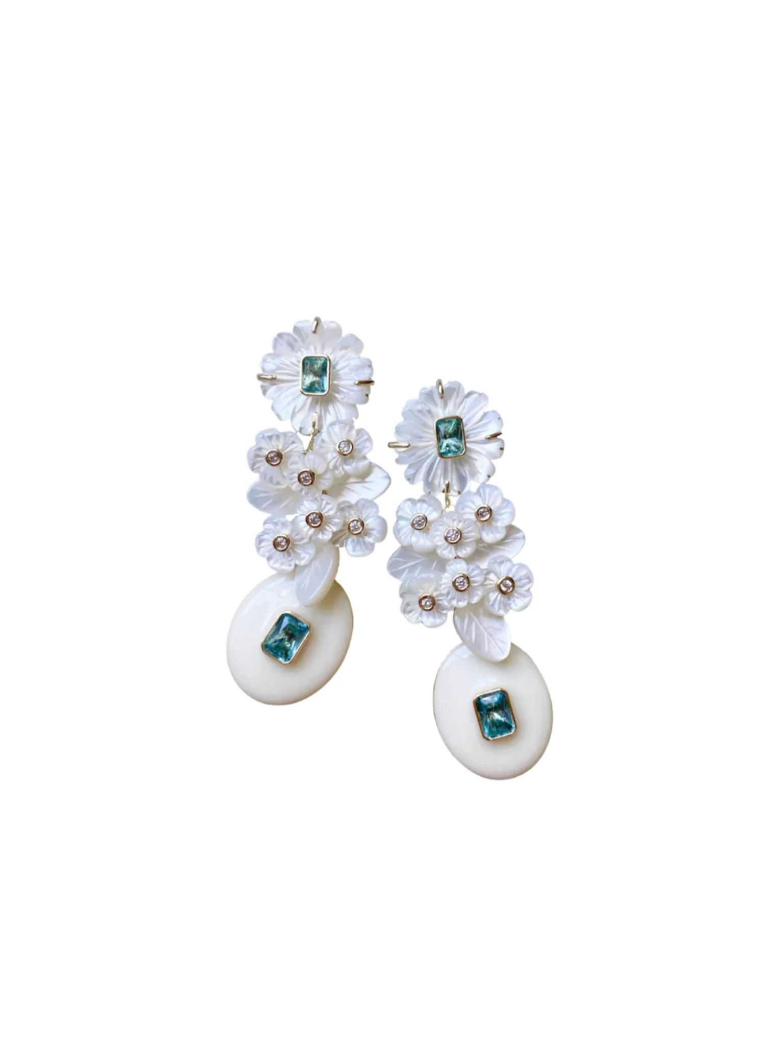 mother of pearl + aquamarine + enamel | Nicola Bathie Jewelry