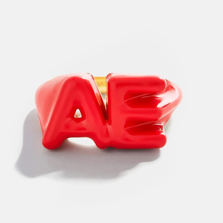 Block Enamel Custom Initial Ring - Red | BaubleBar