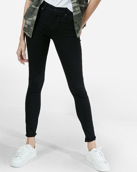 mid rise black jean leggings | Express