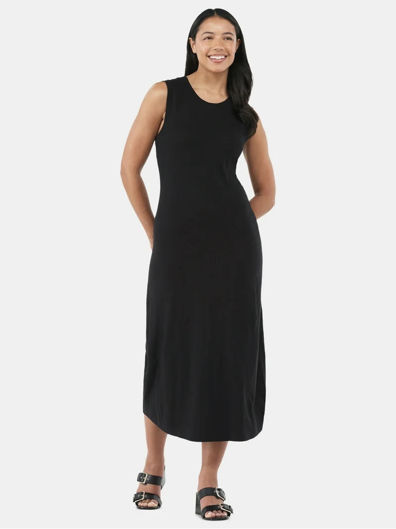 Time and Tru Women's and Women's Plus Slub Cotton Tank Midi Dress, Sizes XS-XXXL | Walmart (US)
