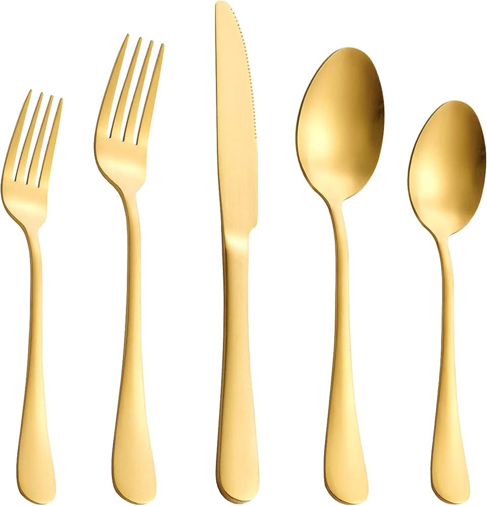 Gold Silverware Set, Mirror Polish 40-Piece Stainless Steel Flatware Set,Kitchen Utensil Set Serv... | Amazon (CA)