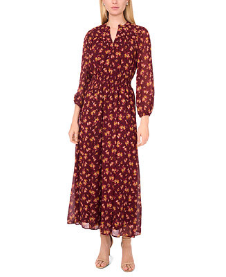 Women's Shirred Long-Sleeve Maxi Dress | Macy's