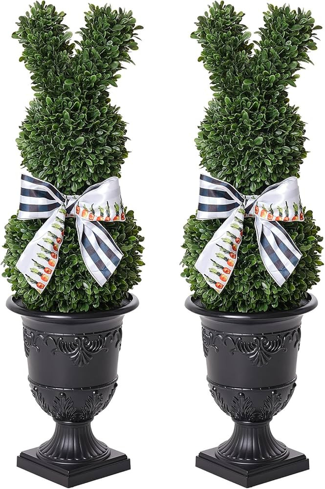 Boxwood Bunny Topiary Outdoor,39" UV Resistant Artificial Tree with Urn Planter,Rabbit Topiary fo... | Amazon (US)