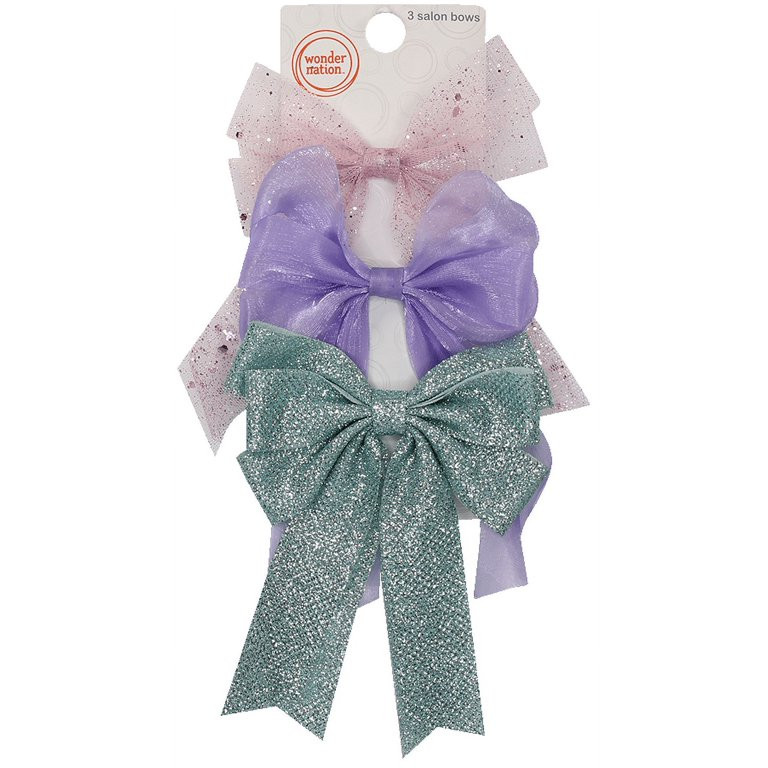 Wonder Nation Girls Assorted Bow Salon Clips, 3-Piece, Multi - Walmart.com | Walmart (US)