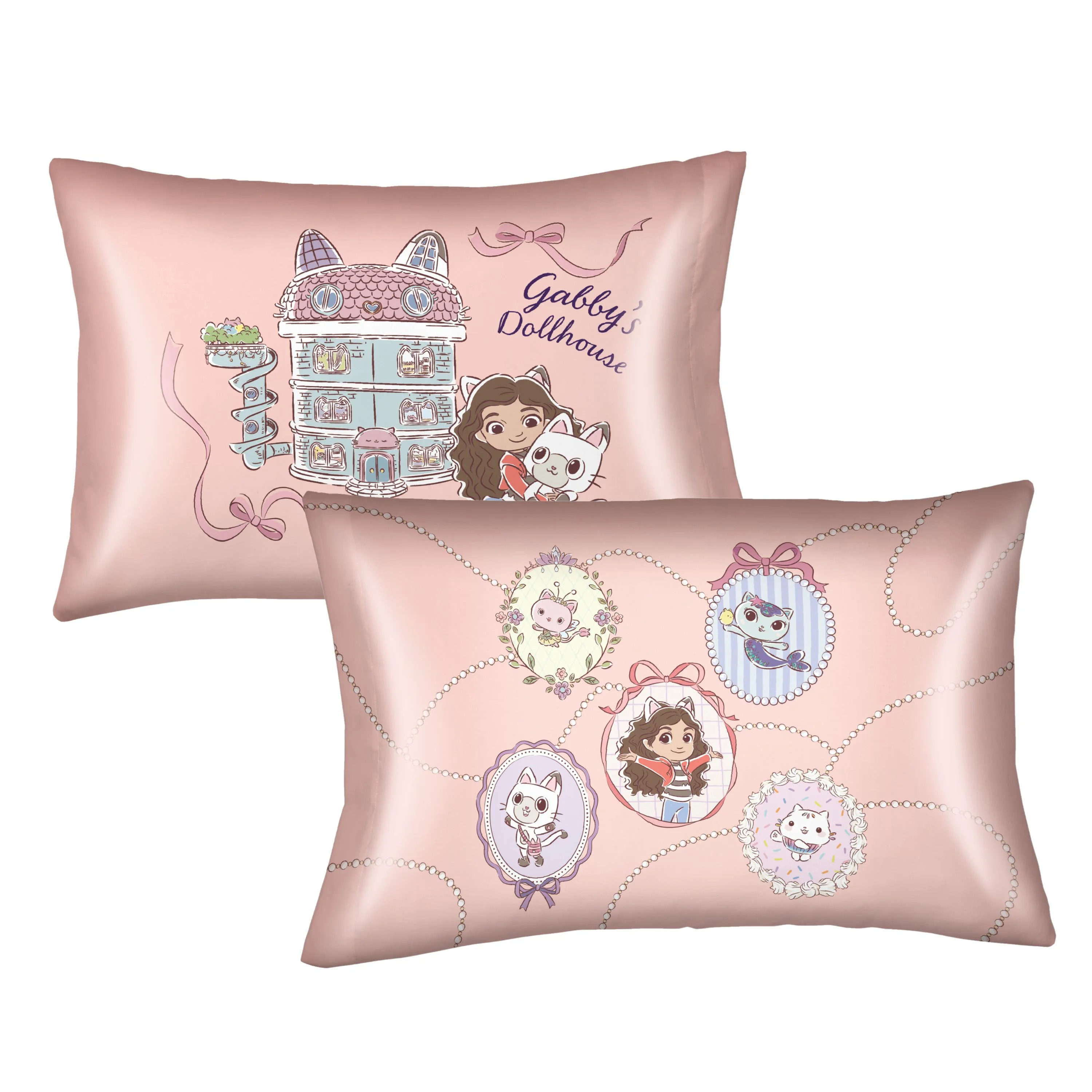Gabby’s Dollhouse Pink Reversible Silky Satin Pillowcase, Standard Size, 1-Pack | Walmart (US)