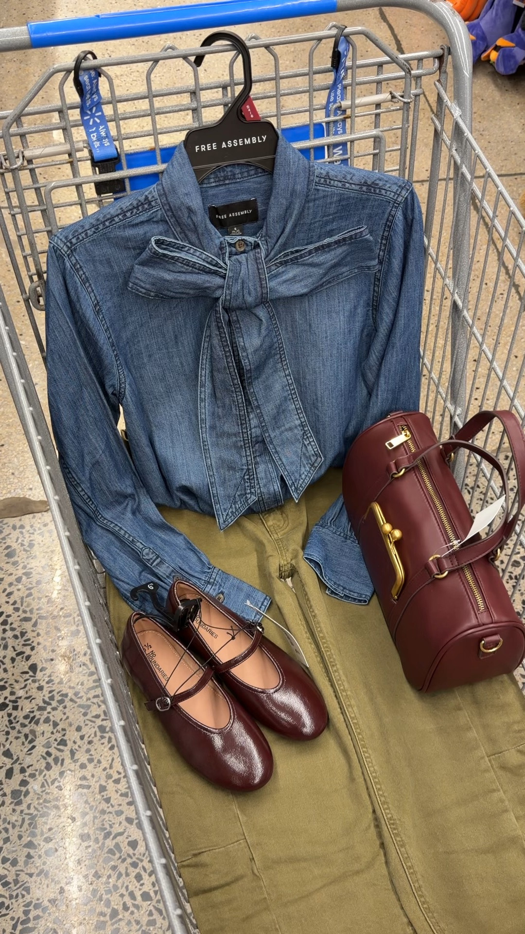 Walmart fall outfit idea with this bow tie chambray denim shirt, olive barrel jeans and burgundy accessories.

#LTKOver40 #LTKootd #LTKWorkwear