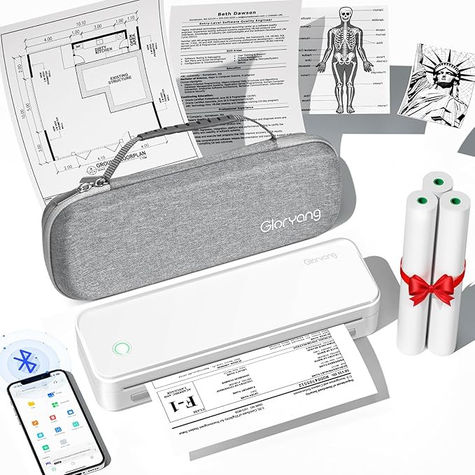 Inkless Portable Printer for Travel, Wireless Thermal Printer Supports 8.5 x 11 Inch US Letter Si... | Amazon (US)