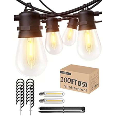 addlon LED Outdoor String Lights 48FT with 2W Dimmable Edison Vintage Shatterproof Bulbs and Comm... | Amazon (US)