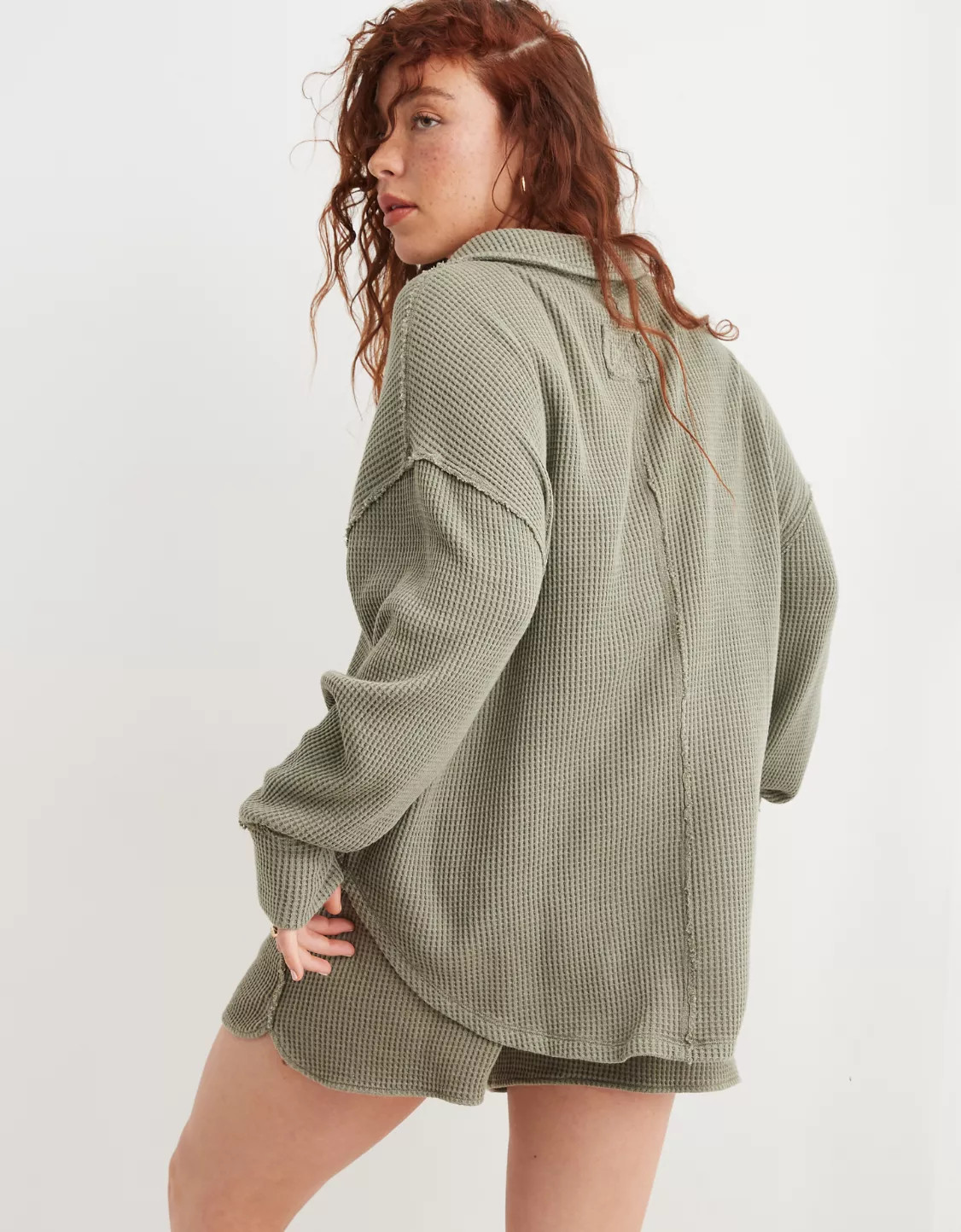 Aerie LumberJane Waffle Polo Sweatshirt | Aerie