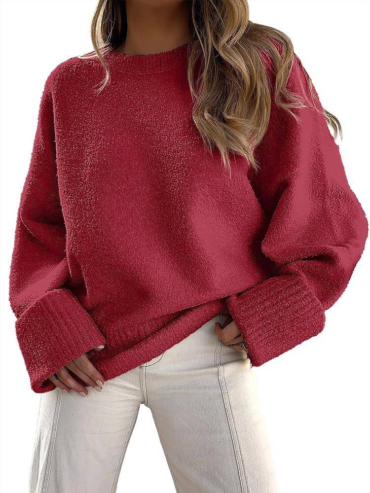 ANRABESS Women's Oversized Sweaters 2025 Long Sleeve Fuzzy Knit Casual Chunky Pullover Sweater Fa... | Amazon (US)