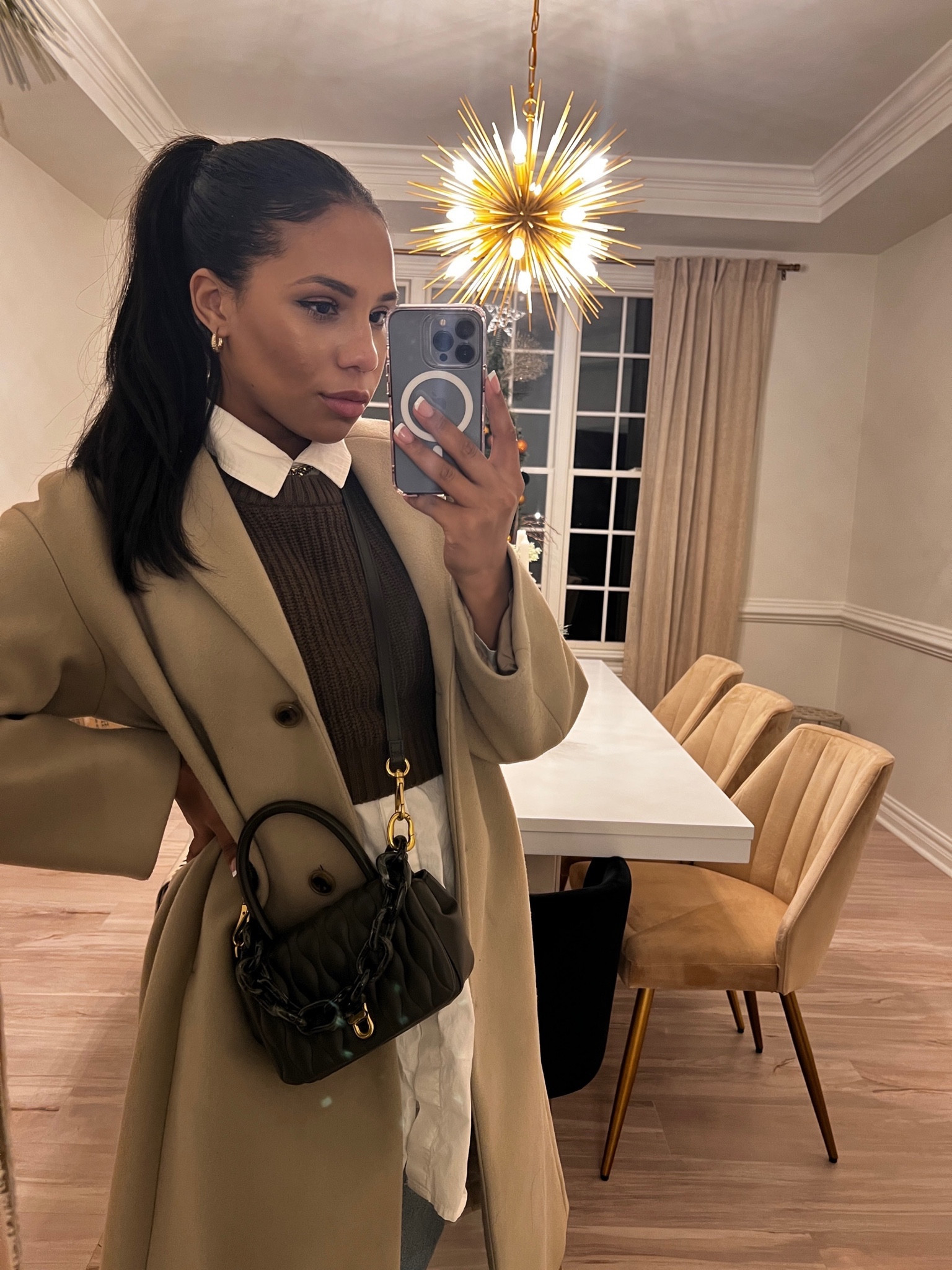 Casual work outfit or casual layered outfit with knit vest and white shirt, with overcoat. 

The exact Charles and Keith bag isn’t available but I tagged one similar. My boots are ON SALE! 

#LTKstyletip #LTKworkwear #LTKsalealert