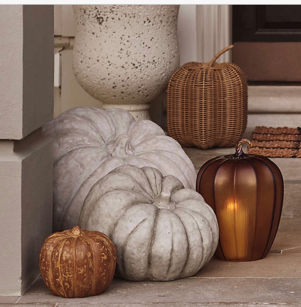 Fall porch. Ceramic pumpkins look so chic and withstand the wind and weather. Halloween and fall decor 
@Crate & Barrel

#LTKSeasonal #LTKHome