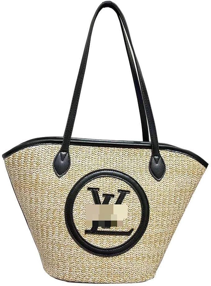 Women's Straw Tote Bag for Summer Rattan Handbag Weaving Hand Bag with Buckle Handmade Satchel La... | Amazon (US)