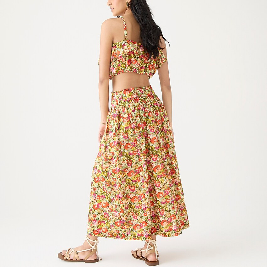 Pull-on cotton voile midi skirt in painterly floral | J. Crew US