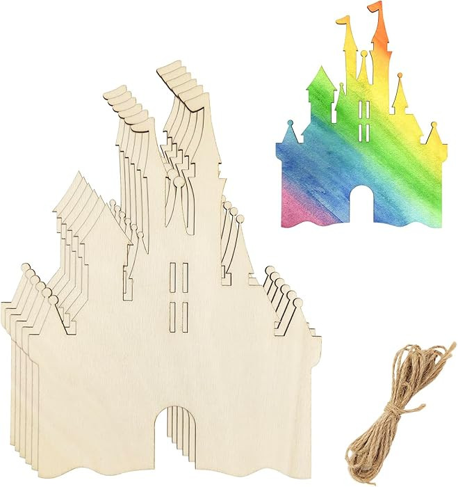 15 Pack 6 Inch Wood Castle Cutouts Unfinished Wood Castle Crafts Wooden Castle Hanging Ornaments ... | Amazon (US)