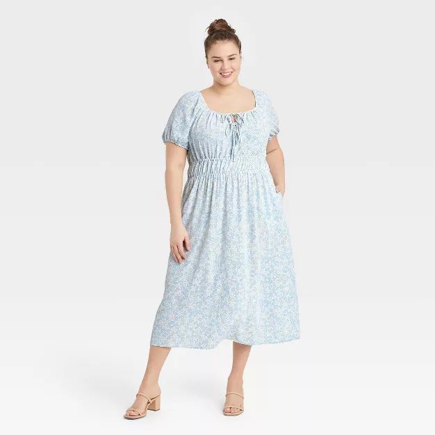 Women's Puff Short Sleeve Smocked Dress - Who What Wear™ | Target