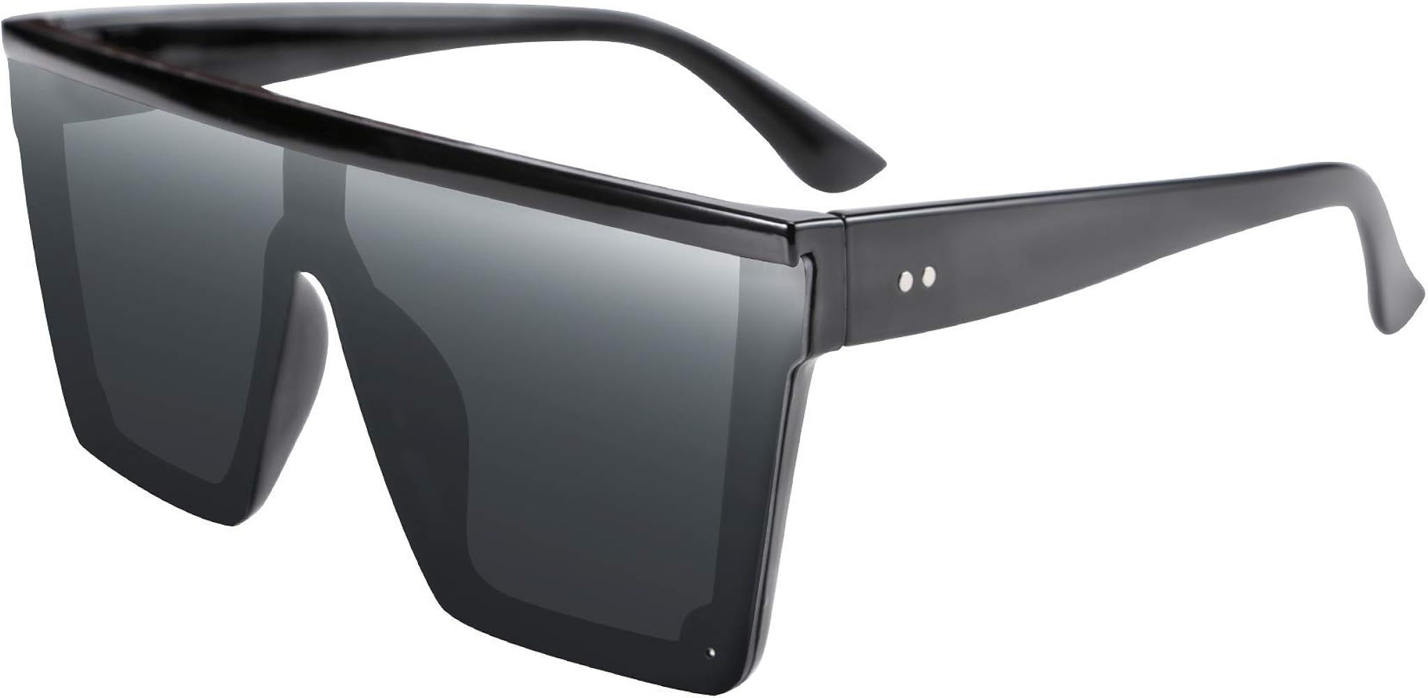 FEISEDY Women Men Flat Top Shield Sunglasses Oversized Square Rimless Glasses UV400 B2470 | Amazon (US)