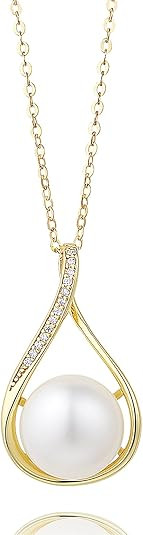 10mm Freshwater Cultured Pearl 925 Sterling Silver Pendant Necklace, Anniversary Birthday Gifts f... | Amazon (US)