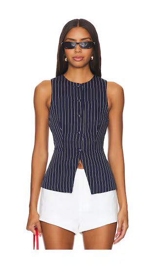 Jianna Vest in Navy & White | Revolve Clothing (Global)