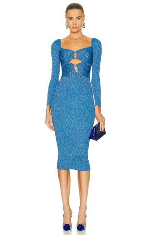 self-portrait Midi Dress in Blue | FWRD | FWRD 