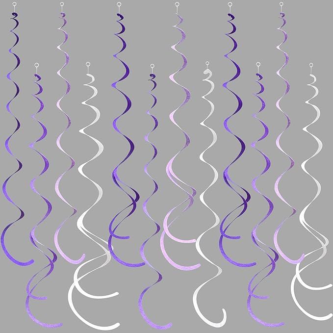 36Pcs Purple Hanging Swirl Decorations Ombre Purple Felt Swirl Streamer Spiral Ceiling Garland fo... | Amazon (US)