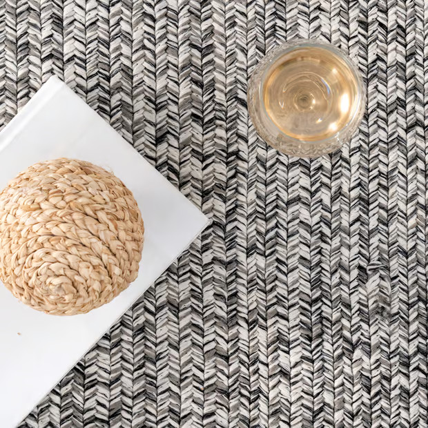 Salt and Pepper Ashen Braided Tassel Indoor/Outdoor 2' x 3' Area Rug | Rugs USA