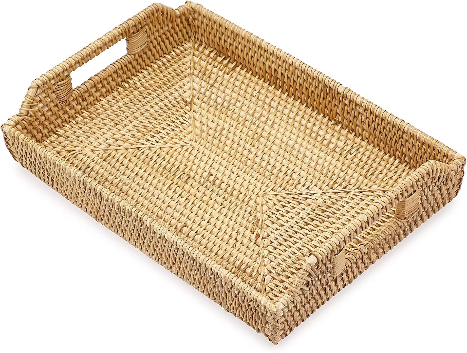 Hipiwe Rattan Serving Tray with Handles Hand-Woven Decorative Tray for Storage Breakfast, Drinks,... | Amazon (US)