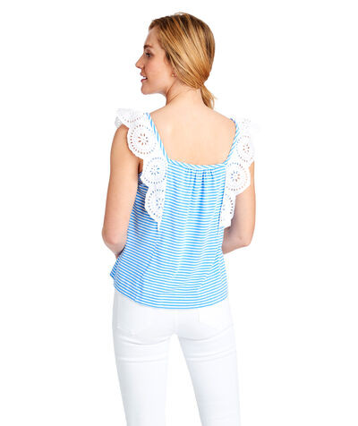 Stripe Mixed Media Flutter Sleeve Top | Vineyard Vines