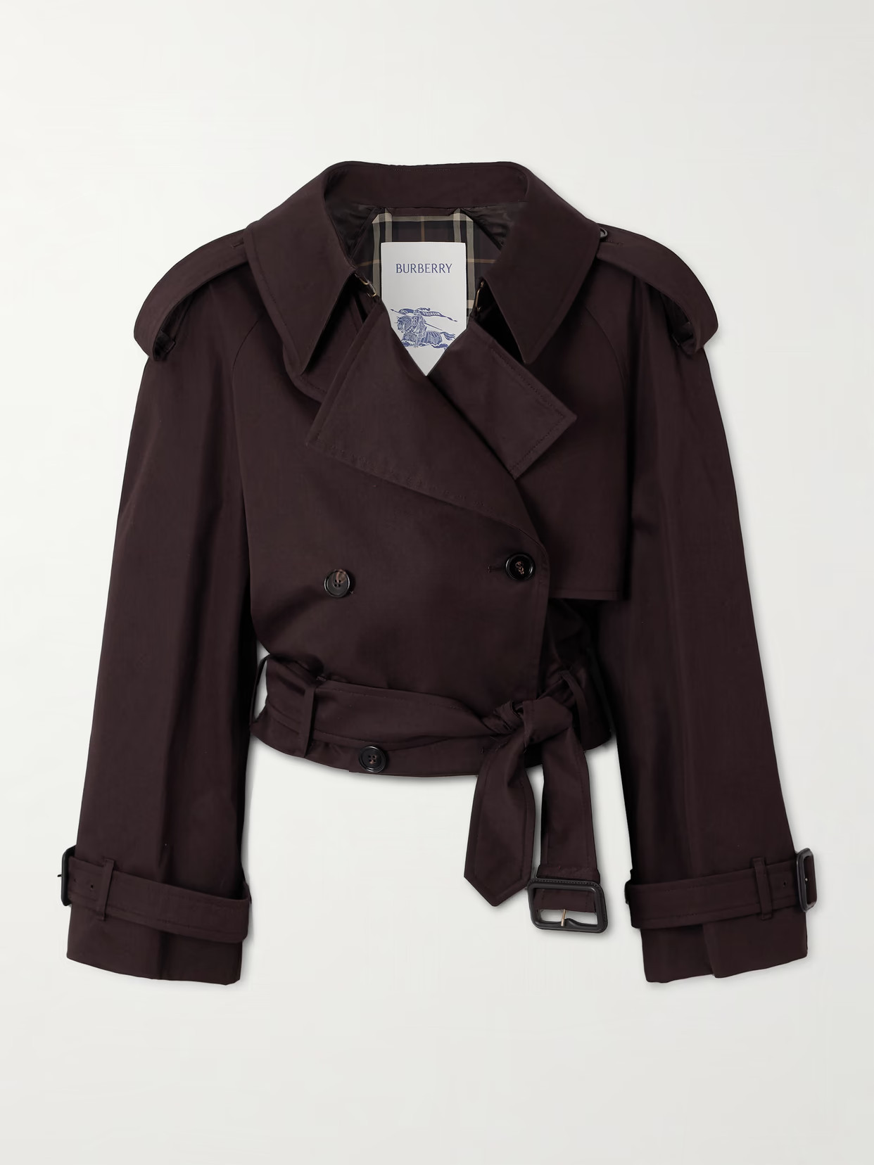 Burberry - Dolebury Cropped Cotton-gabardine Trench Coat - Brown | NET-A-PORTER (US)