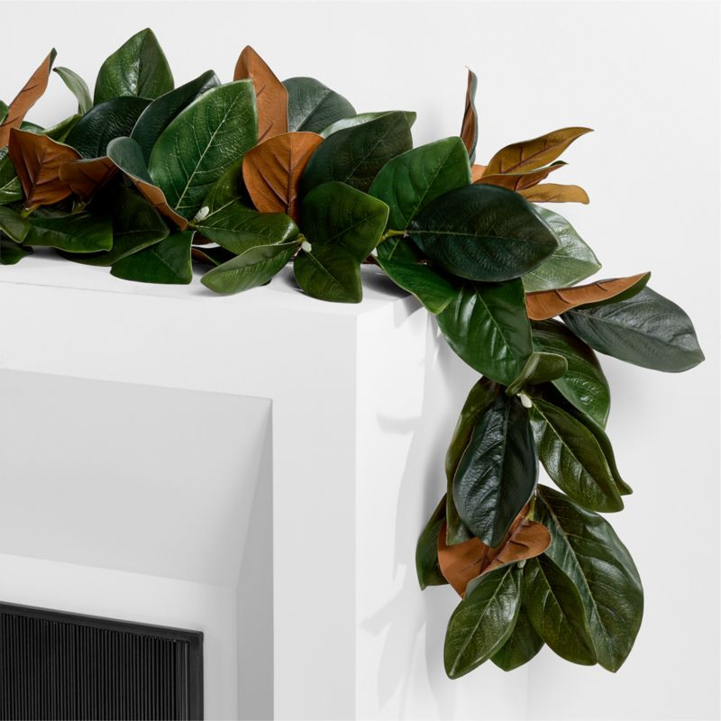 Faux Magnolia Holiday Garland 6' + Reviews | Crate & Barrel | Crate & Barrel