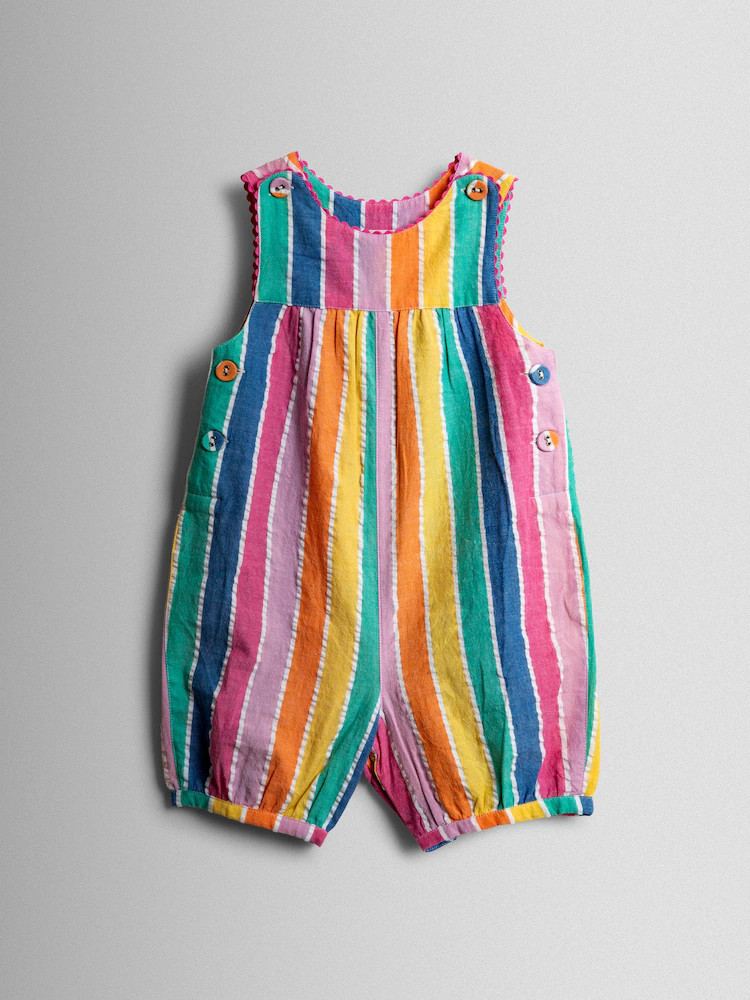 JoJo Maman Bébé Rainbow Multi Stripe Dungaree | Next US