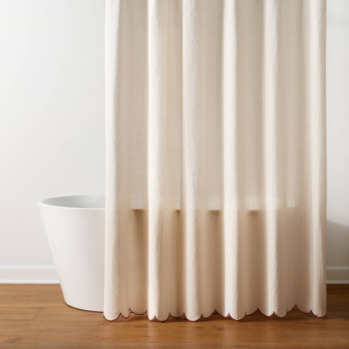 72"x72" Valentine's Day Mini Dot Scallop Border Cotton Shower Curtain - Threshold™ | Target