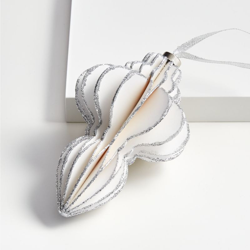 White/Silver Glitter Paper Christmas Tree Ornament | Crate and Barrel | Crate & Barrel